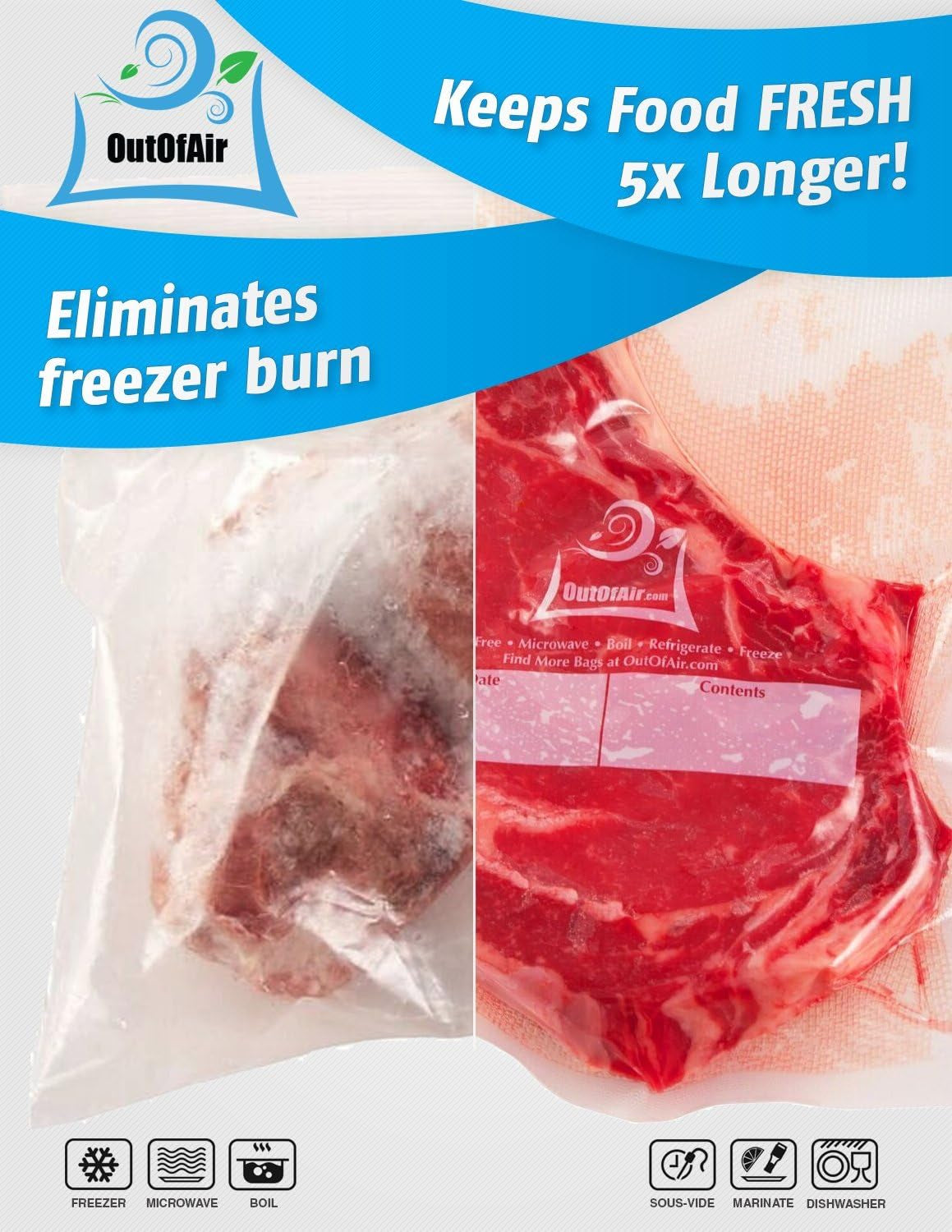 100 Vacuum Sealer Bags: Gallon Size (11" X 16") by Works with Foodsaver & Other Machines - 33% Thicker BPA Free, Commercial Grade, 11 X 16 Inches