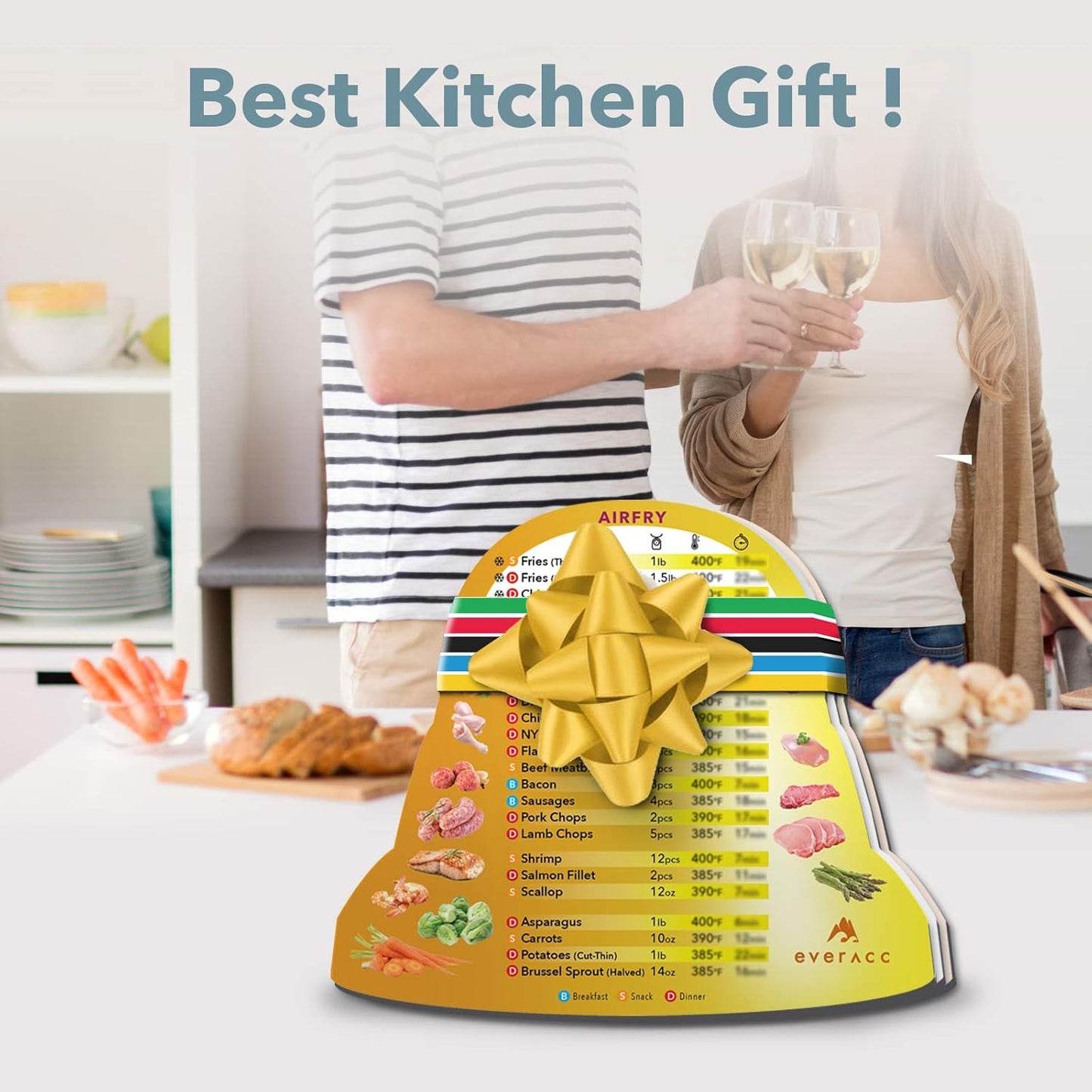 Air Fryer Magnetic Cheat Sheet Set, Air Fryer Accessories Multi Cooking Program Cook Times Chart, Instant Pot Air Fryer Frying Quick Reference Guide Magnet Sheets (Metallic)