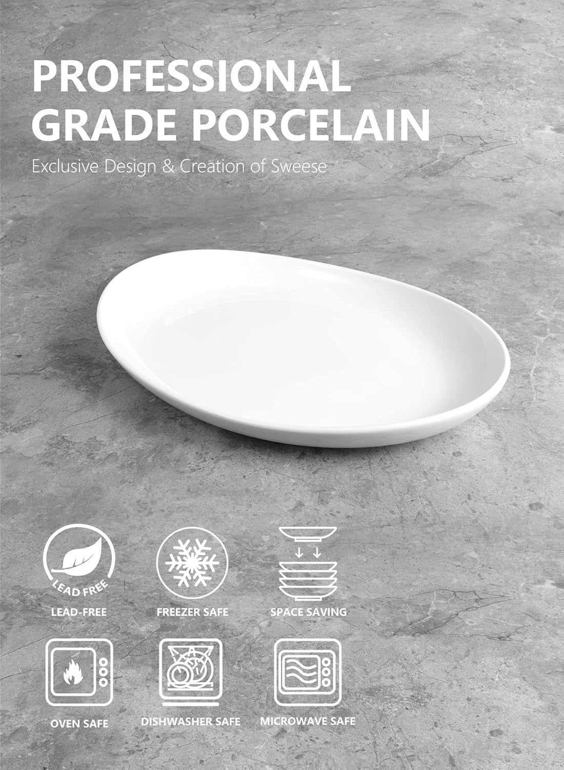 715.101 Oval Serving Platters, 12.5 Inch White Porcelain Serving Platters for Party, Large Oval Serving Trays Serving Plates for Fish Dish, Steak, Restaurant, Dessert Shop, Set of 2