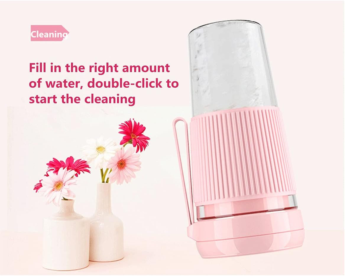 Portable Blender Cordless Smoothies and Shakes Detachable Personal Size Juicer Cup with USB Rechargeable Four Blades Fruit Mixing Machine 10Oz Travel Mini Mixer Handheld Blender for Sports Gym Pink (Pink)