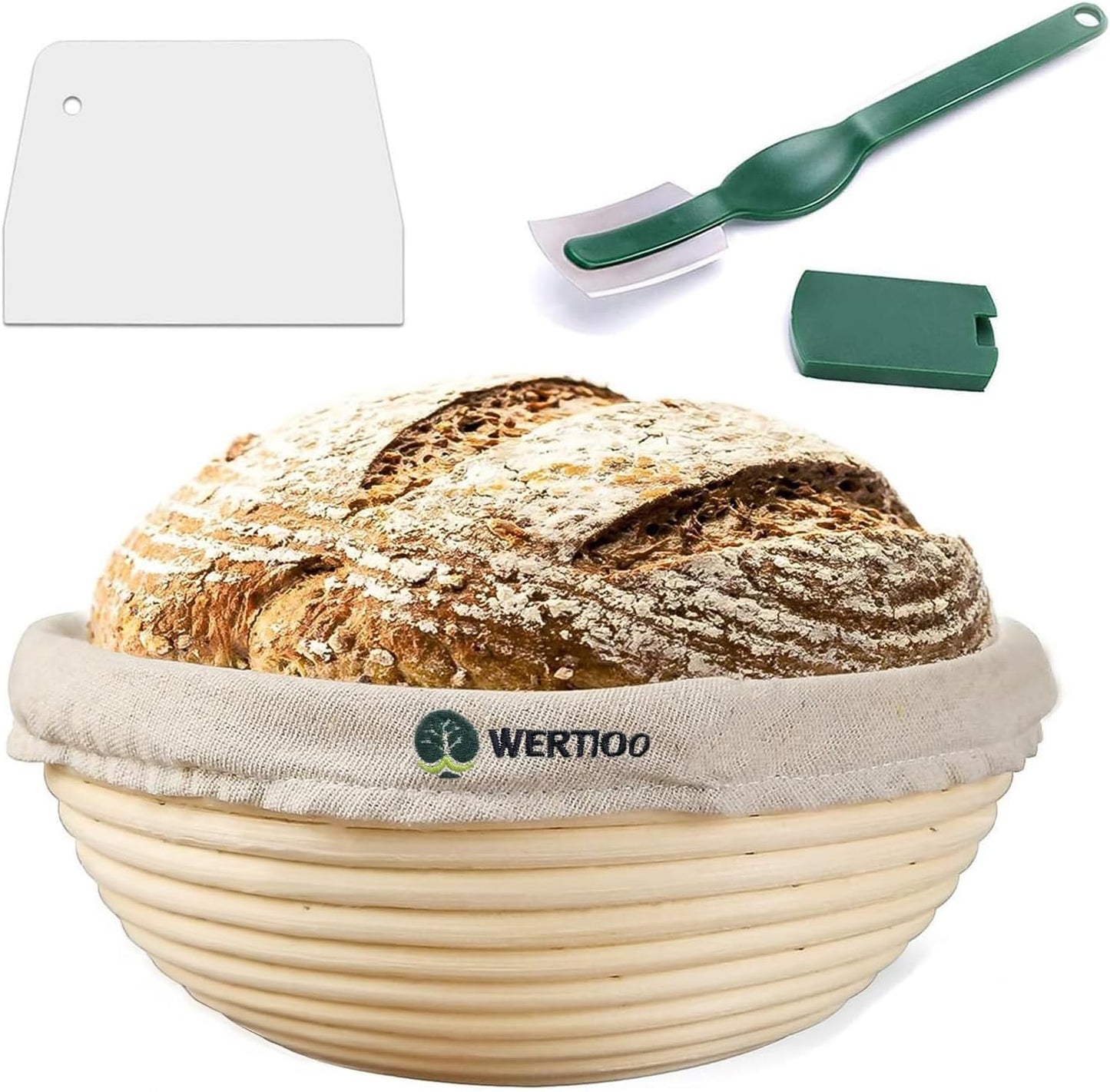 Banneton Bread Proofing Basket, Banneton Basket Set, 9 Inch Sourdough Proofing Basket round Proofing Bowls Handmade Rattan Baskets with Bread Lame and Liners, Sourdough Bread Baking Supplies
