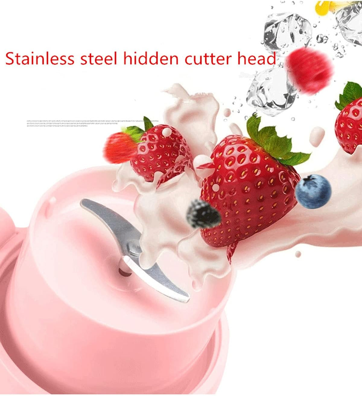 Portable Blender Cordless Smoothies and Shakes Detachable Personal Size Juicer Cup with USB Rechargeable Four Blades Fruit Mixing Machine 10Oz Travel Mini Mixer Handheld Blender for Sports Gym Pink (Pink)