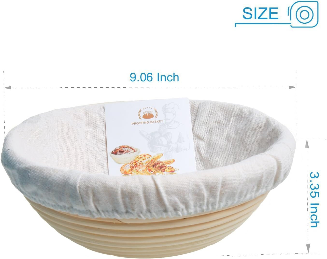 Banneton Bread Proofing Basket, Banneton Basket Set, 9 Inch Sourdough Proofing Basket round Proofing Bowls Handmade Rattan Baskets with Bread Lame and Liners, Sourdough Bread Baking Supplies
