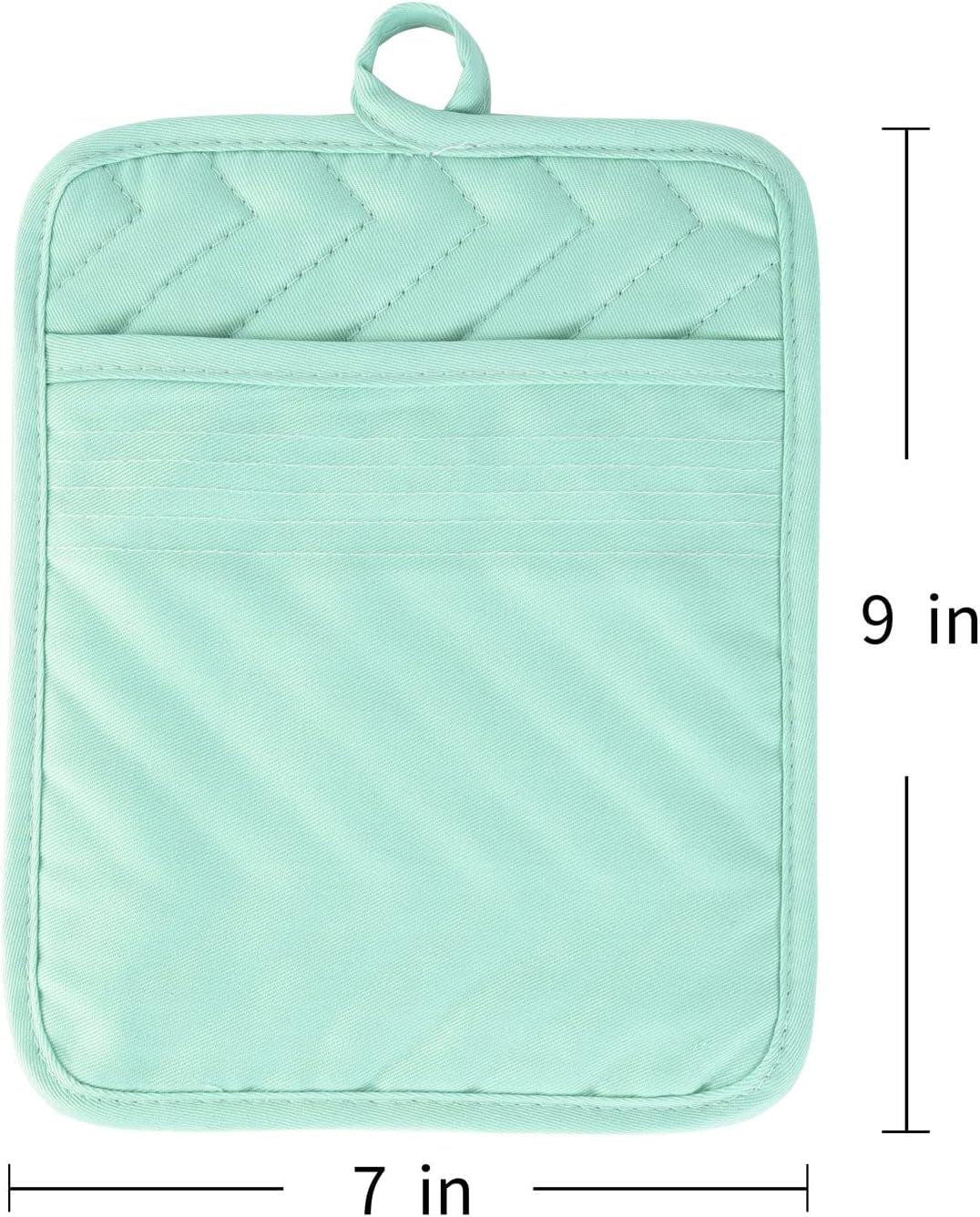 Pot Holders and Oven Mitts 7" X 9" Heat Resistant Cotton Pocket Pot Holder Set Feature of Non Slip Kitchen Hot Pad Oven Mitts, 3-Pack (Aqua Sky)