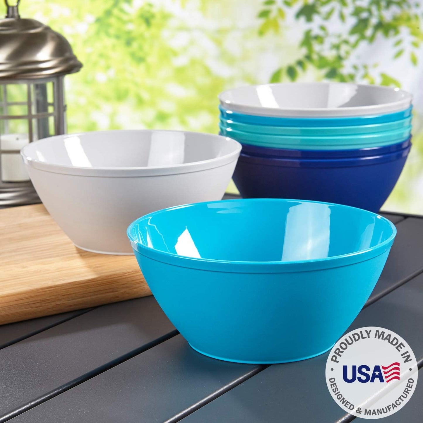 Fresco 6-Inch Plastic Bowls for Cereal or Salad | Set of 8 in 4 Coastal Colors