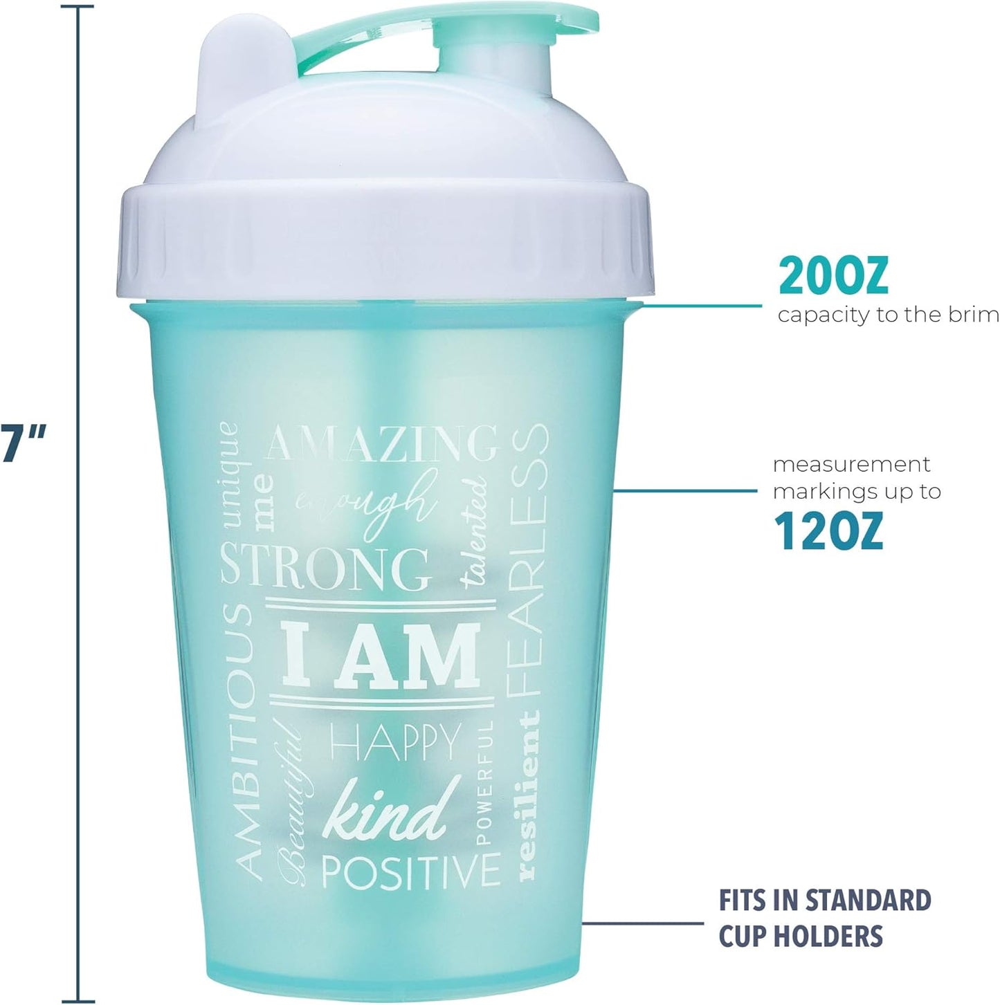 20-Ounce Shaker Bottle with Action-Rod Mixer | Shaker Cups with Motivational Quotes | Protein Shaker Bottle Is BPA Free and Dishwasher Safe | Mind over Matter - Maroon/Rose - 20Oz