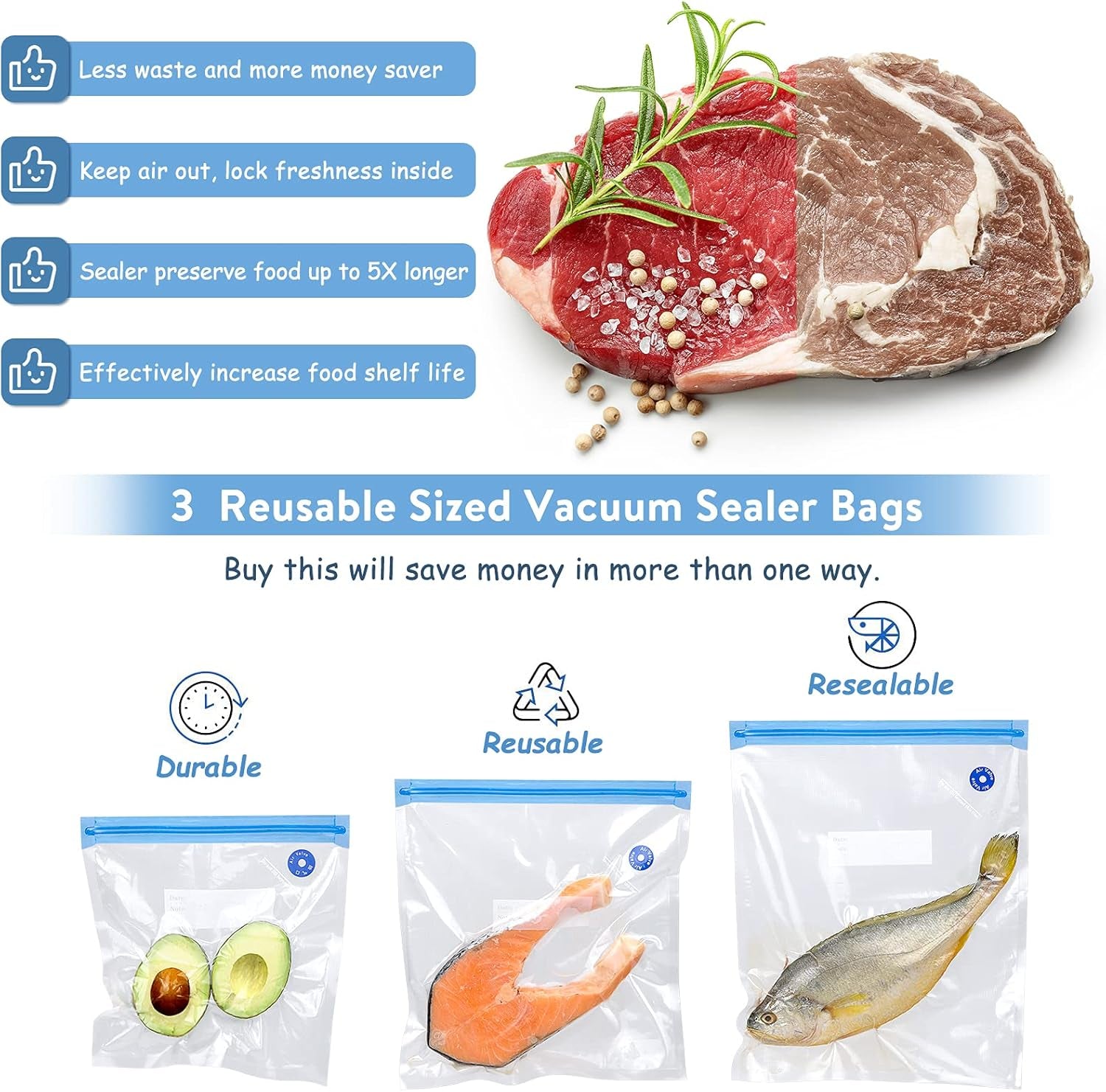 Handheld Vacuum Sealer,Sous Vide Bags(15 Pcs Reusable) and Mini Heat Bag Sealer.Start Kit Sets.Portable.Automatic Vacuum Sealer Machine for Food Storage Preservation.Freezer,Sous Vide Cooking