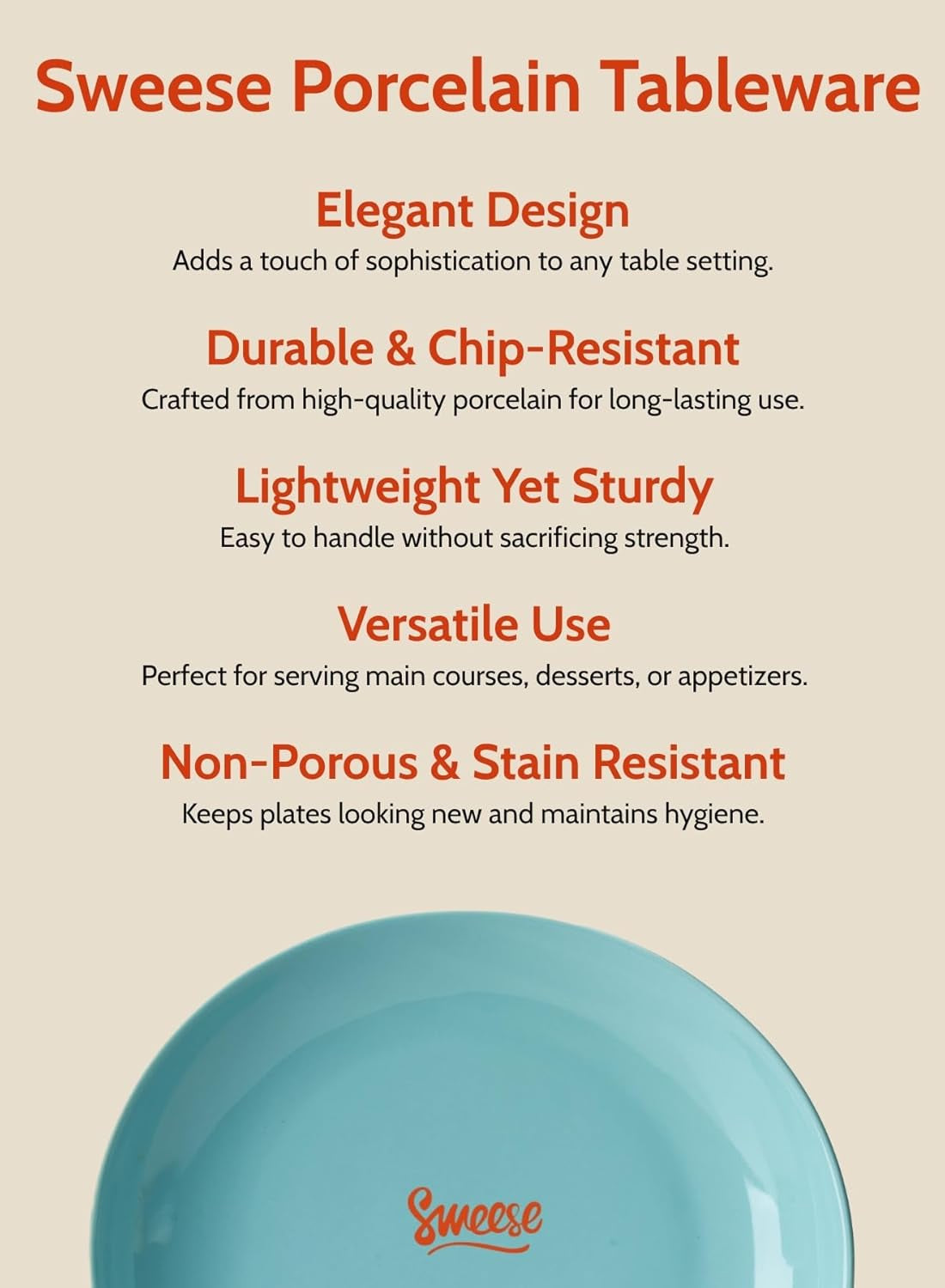 Porcelain Dessert Plates - 7.8 Inch Salad Plates, Small Appetizer Plates Set of 6 - Dishwasher, Microwave, Oven Safe - Azure Dreamscape Color