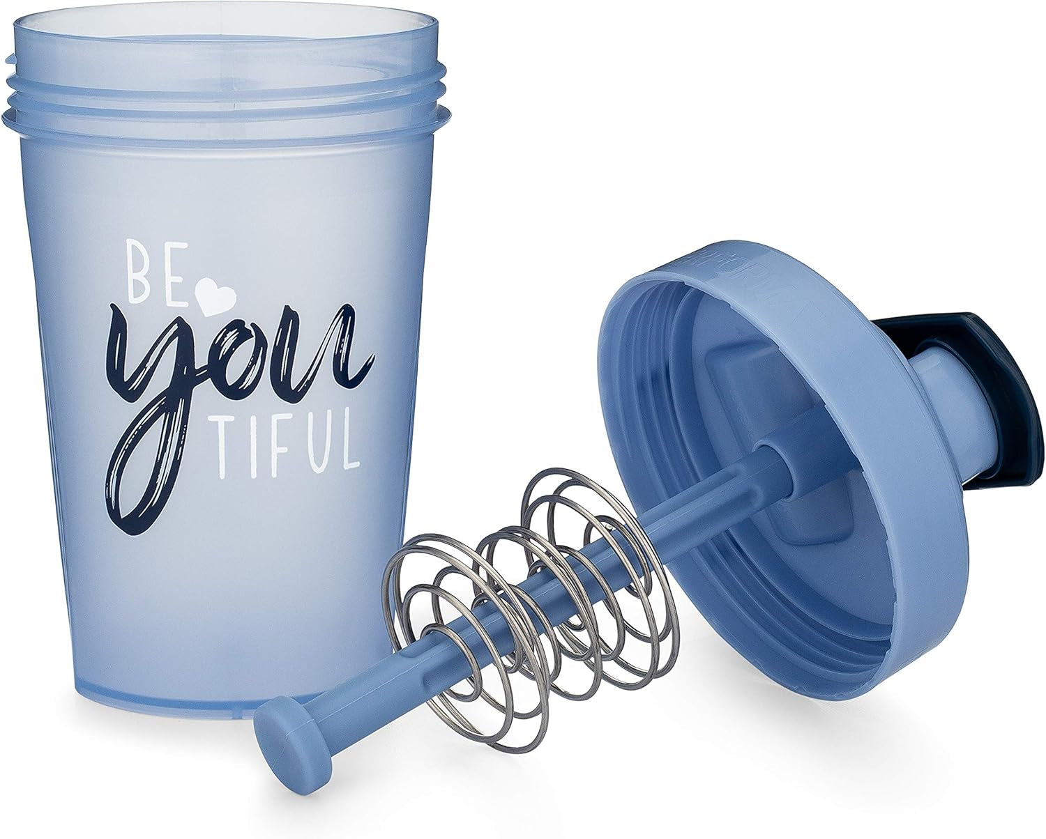 20-Ounce Shaker Bottle with Action-Rod Mixer | Shaker Cups with Motivational Quotes | Protein Shaker Bottle Is BPA Free and Dishwasher Safe | Beyoutiful - Light Blue