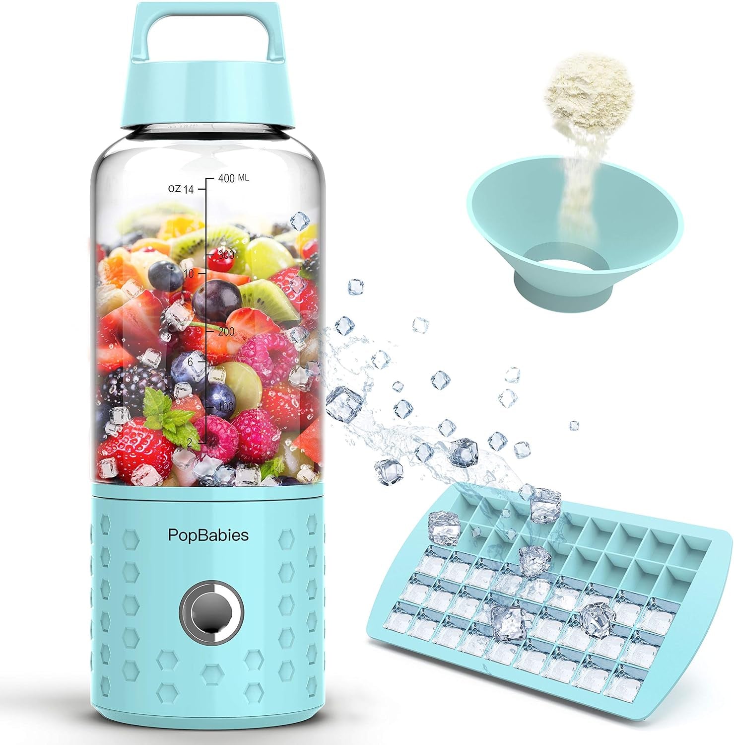 Portable Blender,  Personal Blender, Smoothie Blender. Rechargeable USB Blender Cup Corolina Blue