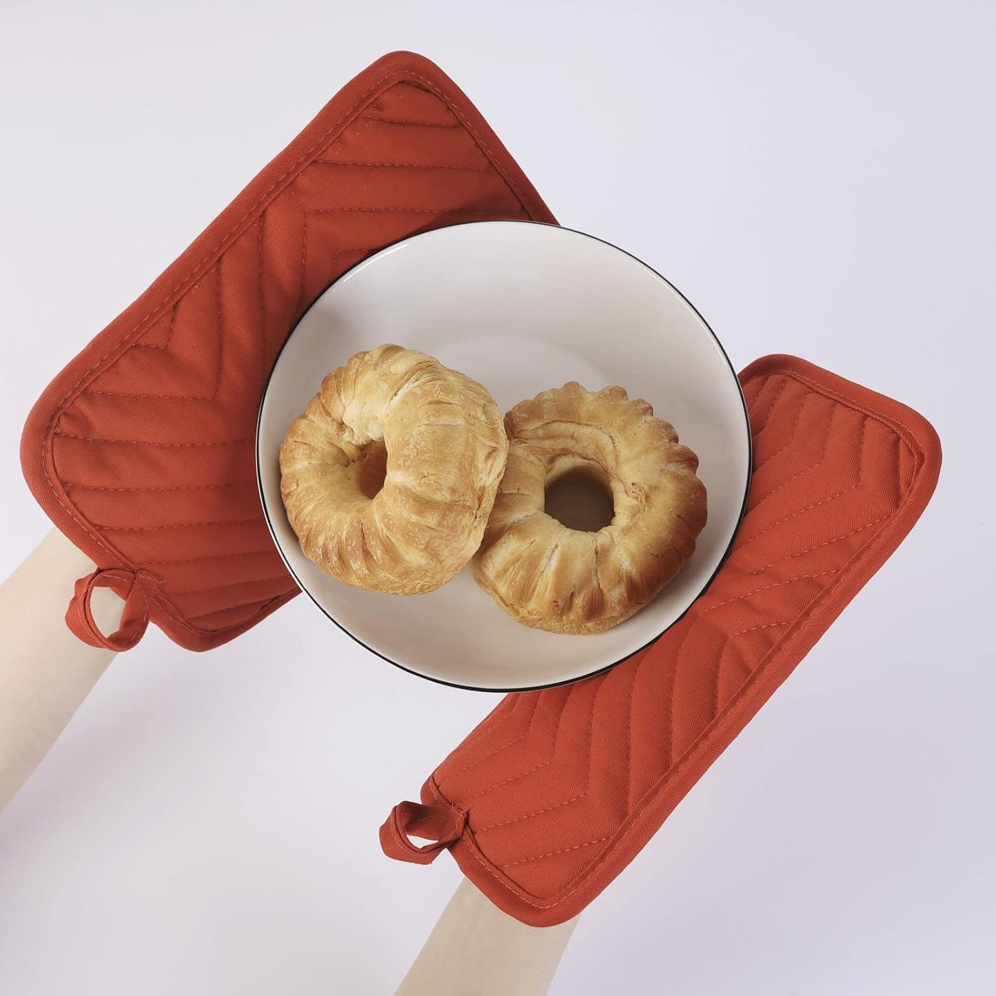 Pot Holders and Oven Mitts 7" X 9" Heat Resistant Cotton Pocket Pot Holder Set Feature of Non Slip Kitchen Hot Pad Oven Mitts, 3-Pack (Aqua Sky)