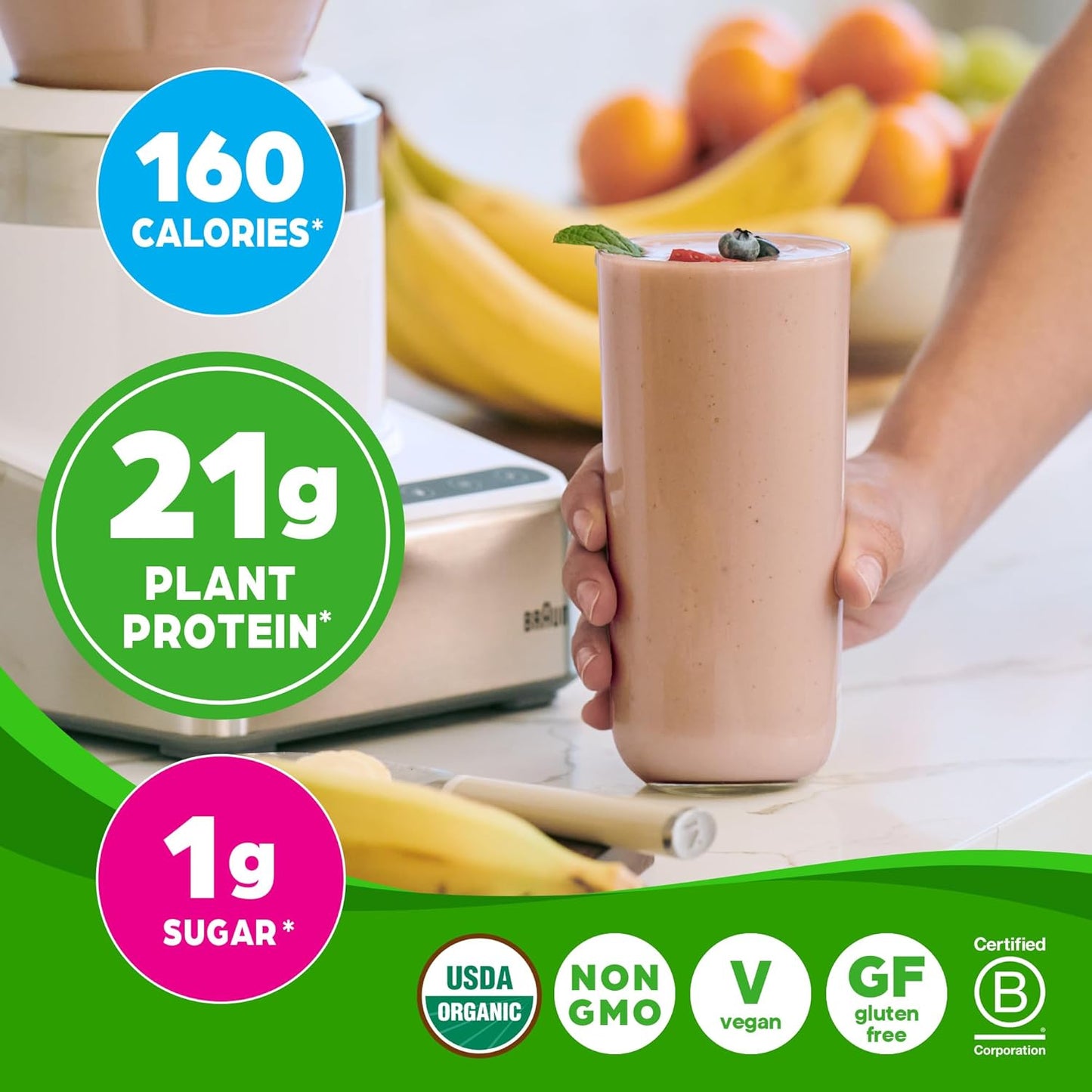 Organic Vegan Protein + 50 Superfoods Powder, Creamy Chocolate Fudge - 21G Plant Based Protein, 9G Prebiotic Fiber, No Lactose, Gluten Free, No Added Sugar, 2.02 Lb (Packaging May Vary)