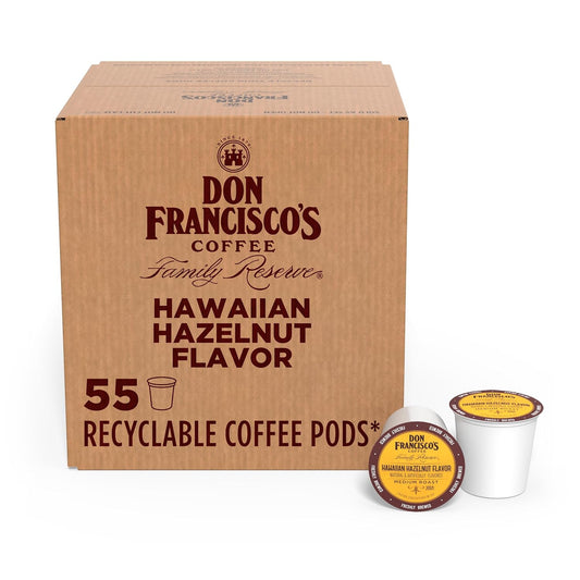 Hawaiian Hazelnut Flavored Coffee - 55 K-Cup Compatible Single-Serve Pods - 100% Arabica - Compatible with Keurig Brewers