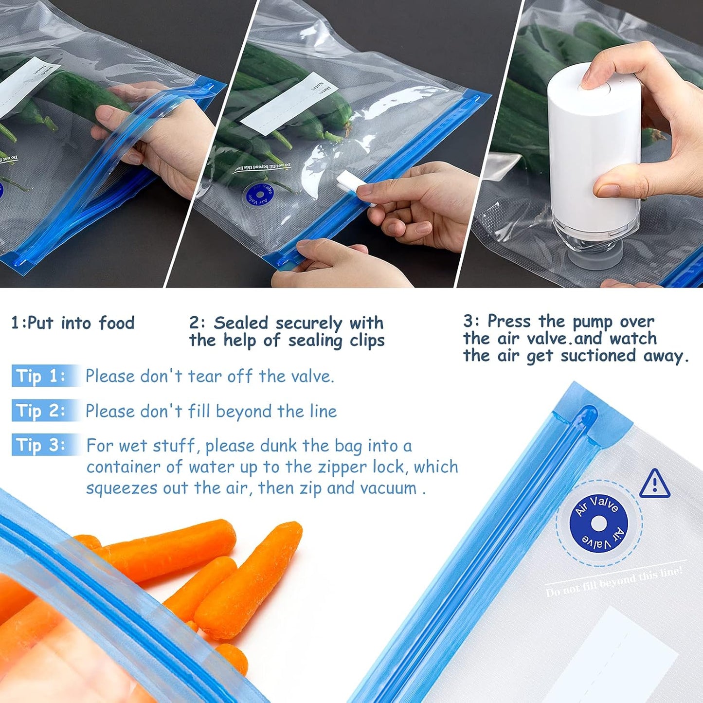 Handheld Vacuum Sealer,Sous Vide Bags(15 Pcs Reusable) and Mini Heat Bag Sealer.Start Kit Sets.Portable.Automatic Vacuum Sealer Machine for Food Storage Preservation.Freezer,Sous Vide Cooking