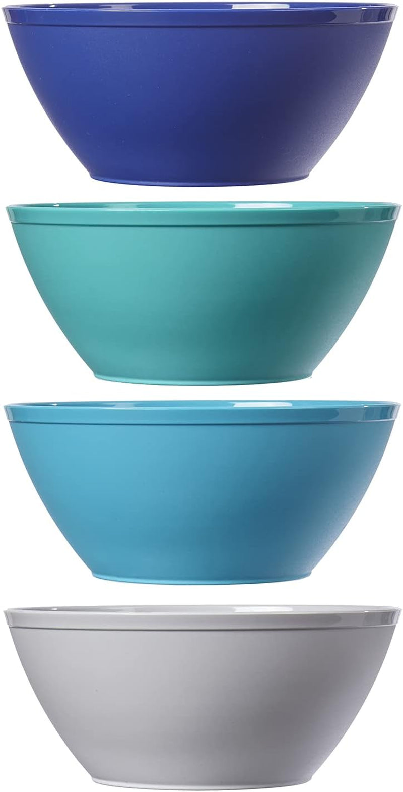 Fresco 6-Inch Plastic Bowls for Cereal or Salad | Set of 8 in 4 Coastal Colors