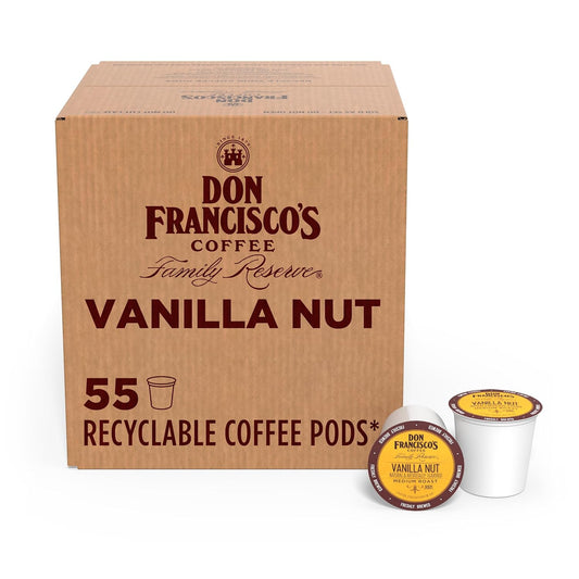 Vanilla Nut Flavored Coffee - 55 K-Cup Compatible Single-Serve Pods - 100% Arabica - Compatible with Keurig Brewers