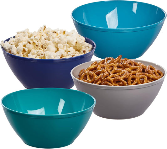 Fresco 6-Inch Plastic Bowls for Cereal or Salad | Set of 8 in 4 Coastal Colors