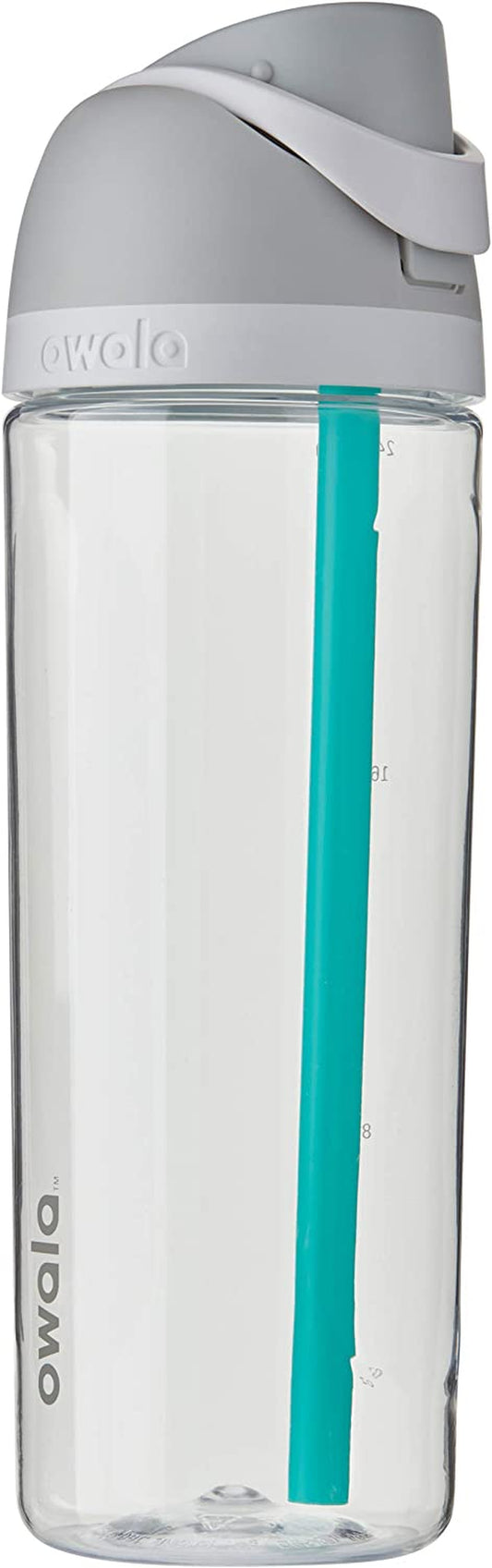 Freesip Clear Tritan Plastic Water Bottle with Straw, Bpa-Free Sports Water Bottle, Great for Travel, 25 Oz, Shy Marshmallow