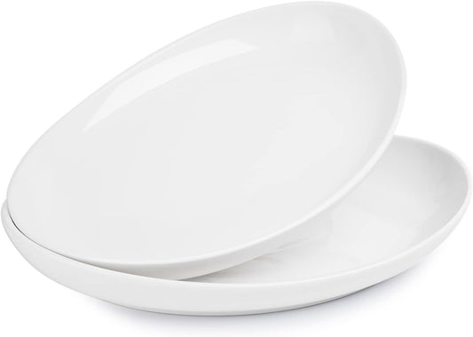 715.101 Oval Serving Platters, 12.5 Inch White Porcelain Serving Platters for Party, Large Oval Serving Trays Serving Plates for Fish Dish, Steak, Restaurant, Dessert Shop, Set of 2
