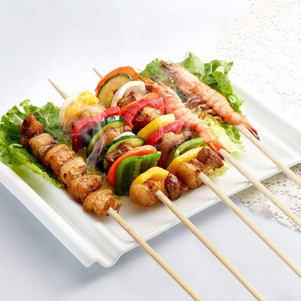 Bamboo Skewers, 8 Inch Bamboo Sticks 100Pcs BBQ Kabob Skewers, Grill, Appetizer, Fruit, Corn, Chocolate Fountain, Cocktail, Art, Craft, Set of 100 Pack