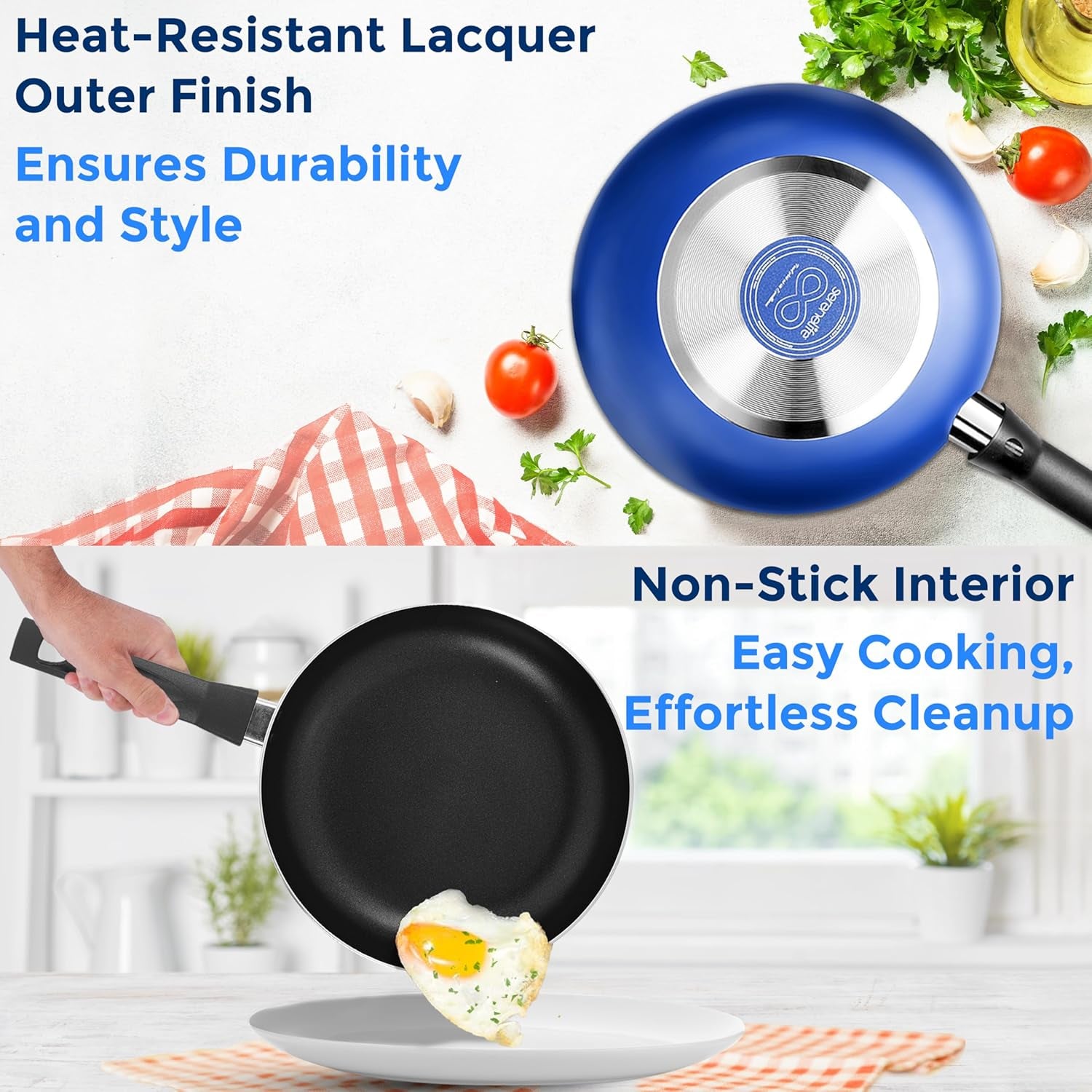 20-Piece Blue Cookware and Knives Set - Includes Multi-Sized Nonstick Pots and Pans with Lids and Utensils, Heat Resistant, Dishwasher Safe