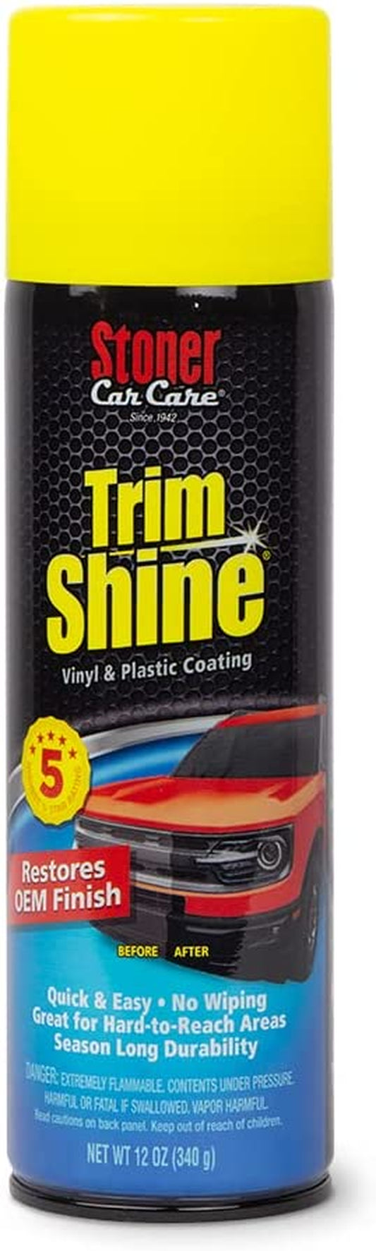 91034 Trim Shine – Vinyl and Plastic Protectant Coating for Interior & Exterior Car Detailing – Restores OEM Color, Adds Shine, UV & Water Protection – Non-Greasy, Fast-Drying – 12 Oz