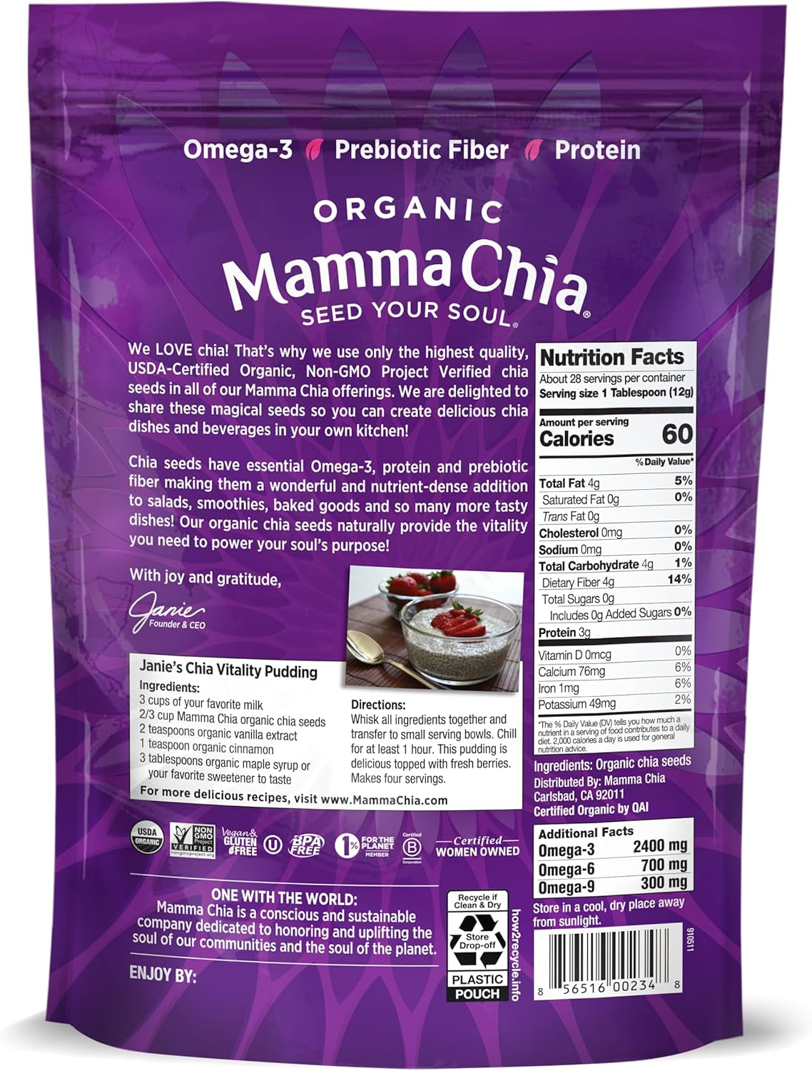 Organic Seeds, White, 12 Ounce (Pack of 1). USDA Organic, Non-Gmo, Vegan, Gluten Free, and Kosher.