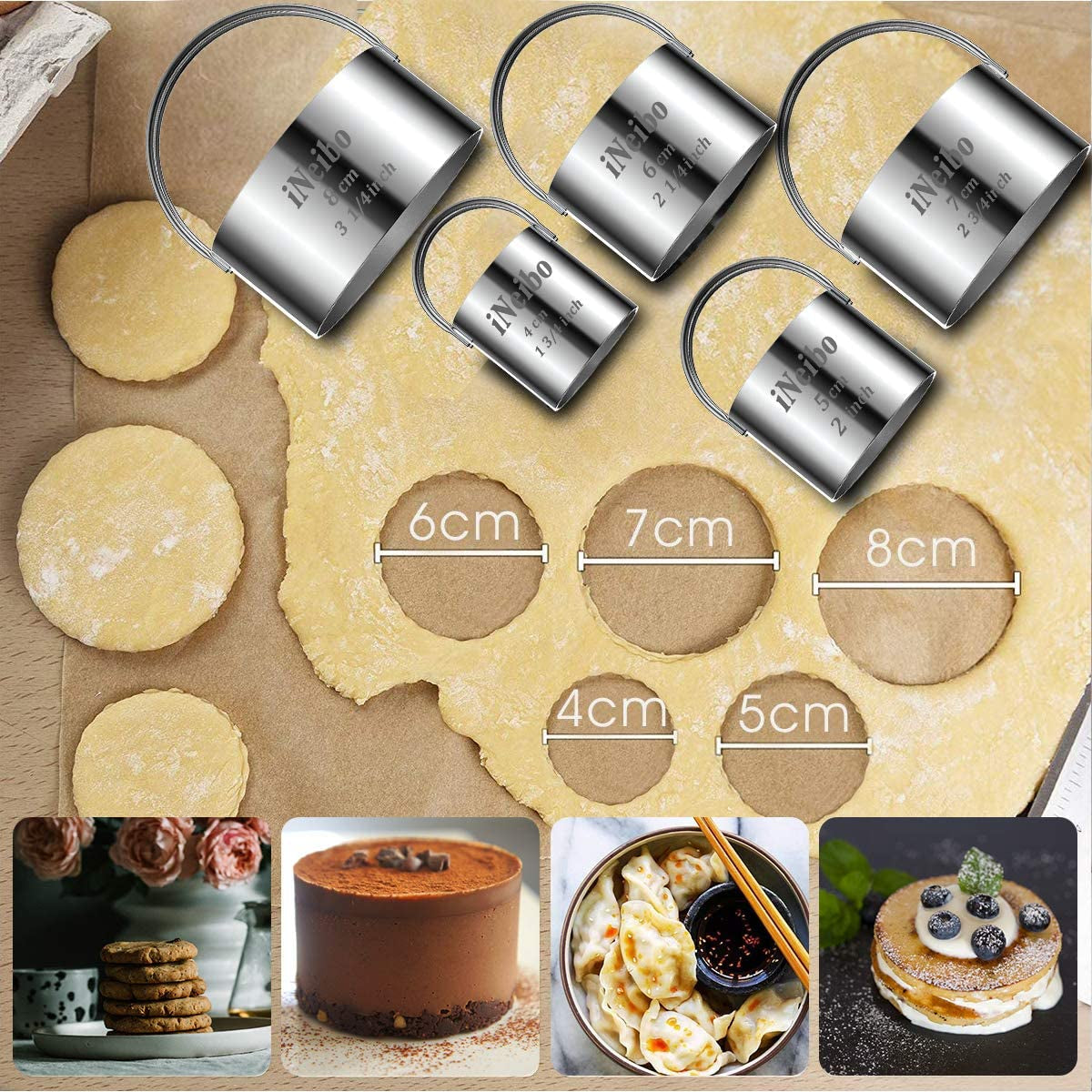 Professional Baking Tools Biscuit Cutter Set Dough Blender/Cutter round Cookies Cutter with Handle + Pastry Scraper+Egg Separator Heavy Duty Baking Dough Tools Pastry Utensils (Baking Tools)