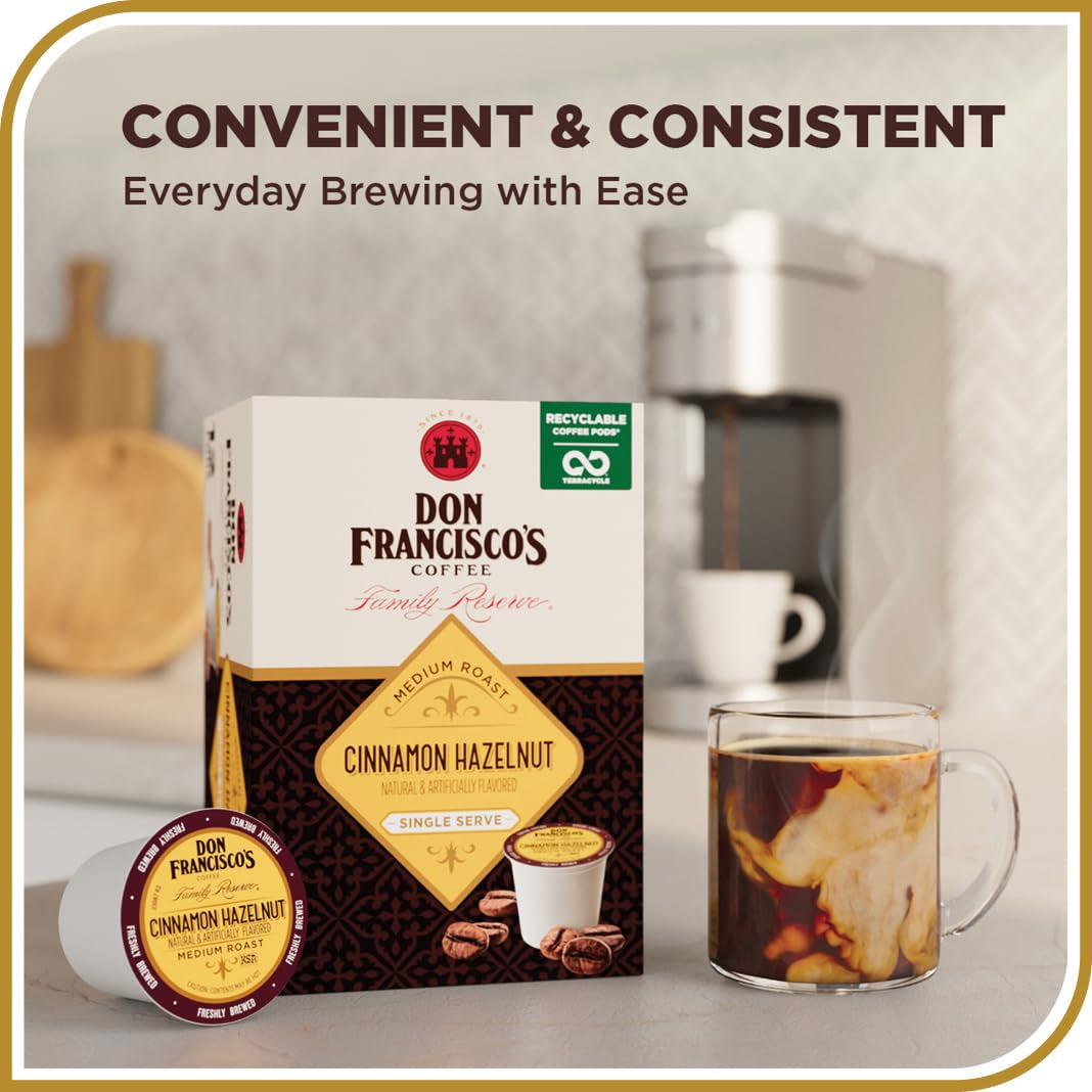 Cinnamon Hazelnut Medium Roast Coffee - 55 K-Cup Compatible Single-Serve Pods - 100% Arabica - Compatible with Keurig Brewers
