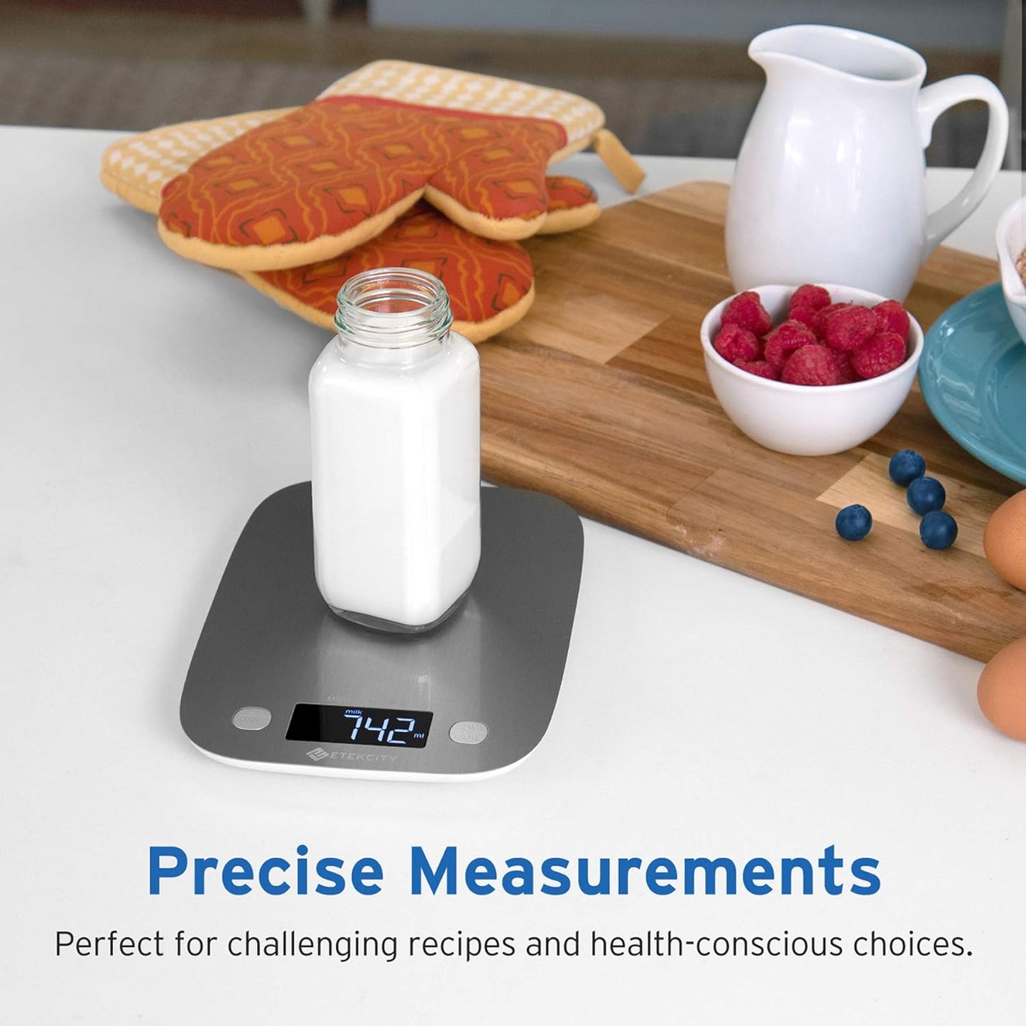Food Kitchen Scale, Digital Grams and Ounces for Weight Loss, Baking, Cooking, Keto and Meal Prep, Postal Scale for Packages, Liquids, Jewelry, Medium, Silver Stainless Steel