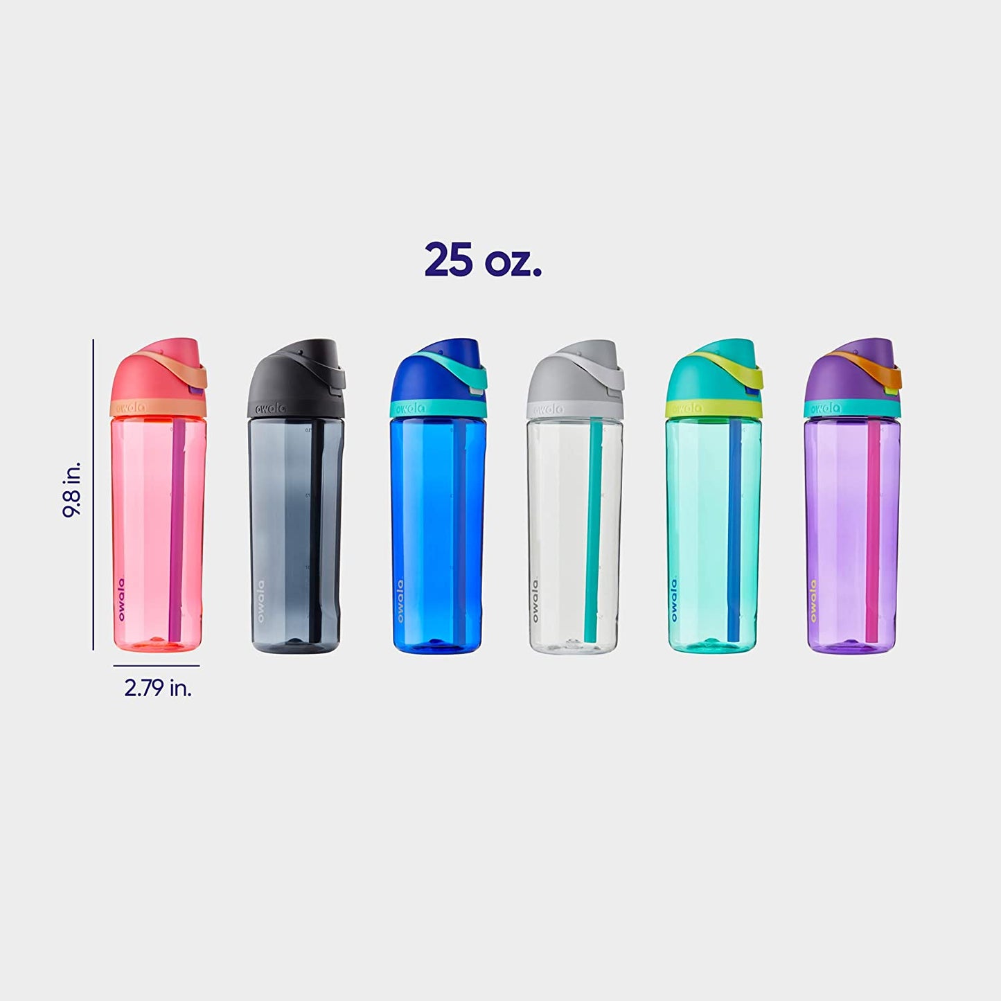 Freesip Clear Tritan Plastic Water Bottle with Straw, Bpa-Free Sports Water Bottle, Great for Travel, 25 Oz, Shy Marshmallow