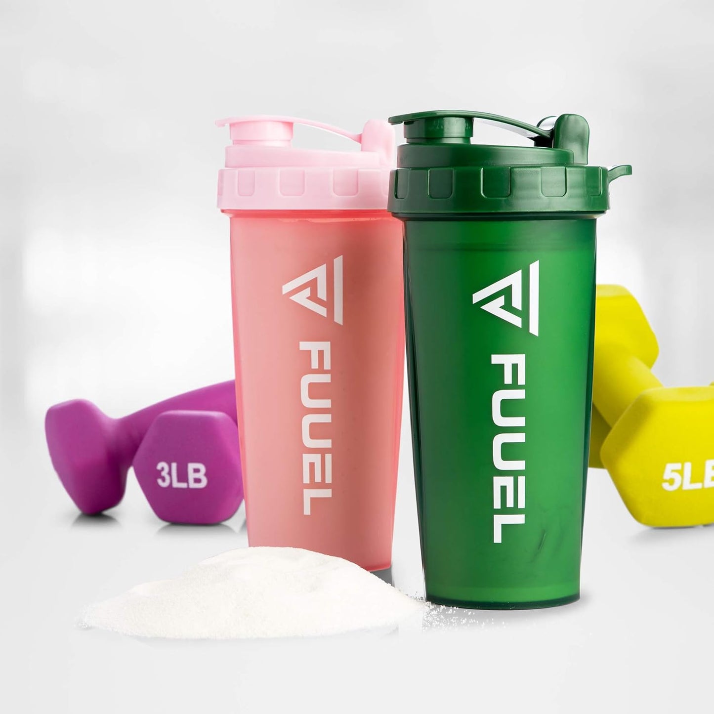 Double Shaker Bottle with Lanyard, 24Oz - Leak Proof Mixer Cup with Stainless Steel Blending Ball - Mixing Bottles for Protein Shakes - Premium Fitness Accessories (Navy & Purple)