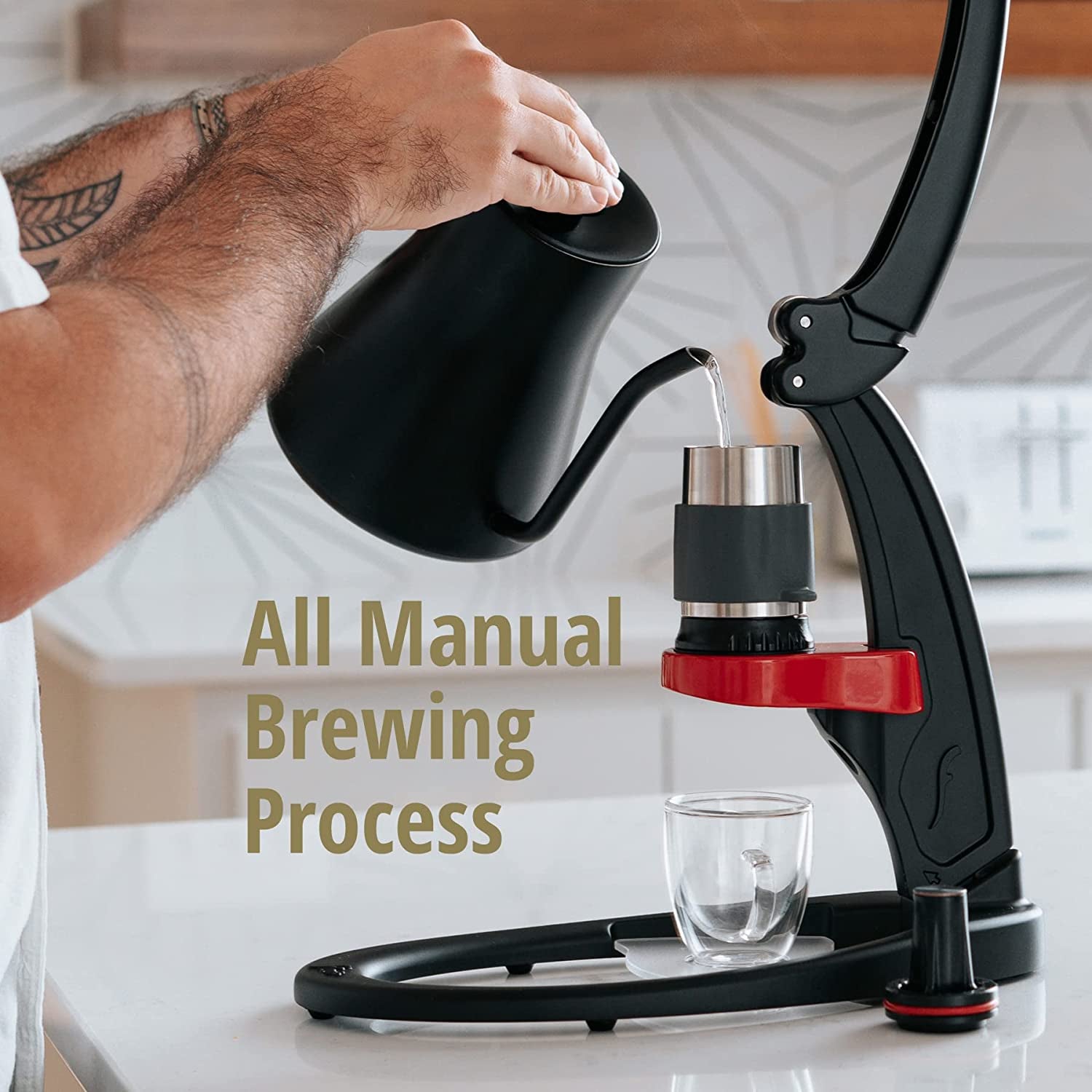 Espresso Maker - Classic with Pressure Kit: Manual Lever Espresso Machine with Stainless Steel Tamper, Pressure Gauge and Carrying Case